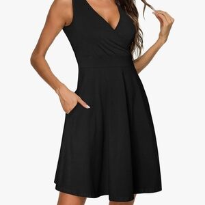 GUBERRY Womens Wrap V Neck Sleeveless Tank Dress with Pockets